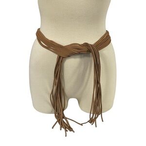 NWT Brave 1992 Saddle Brown Suede Fringe Boho Hippie Tie Belt One Size